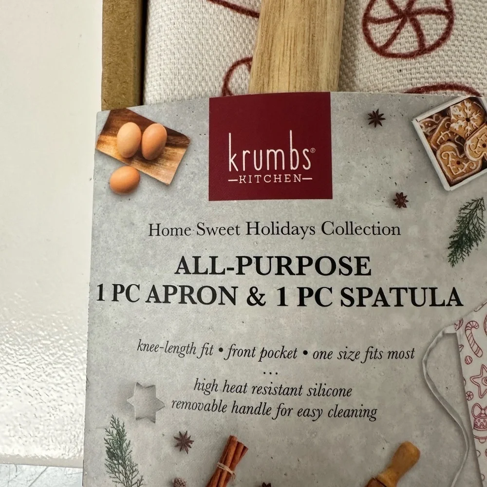 Red and White Apron and Spatula Set